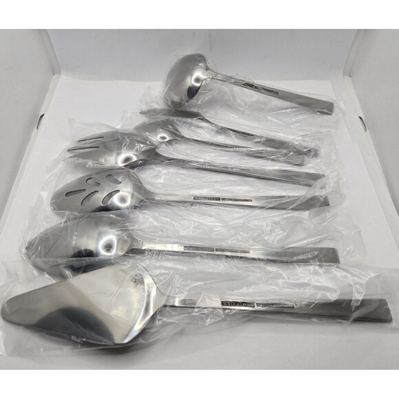 Watertown Stainless Steel Japan Complete Serving Flatware Set of 7 VTG MCM - Picture 3 of 11